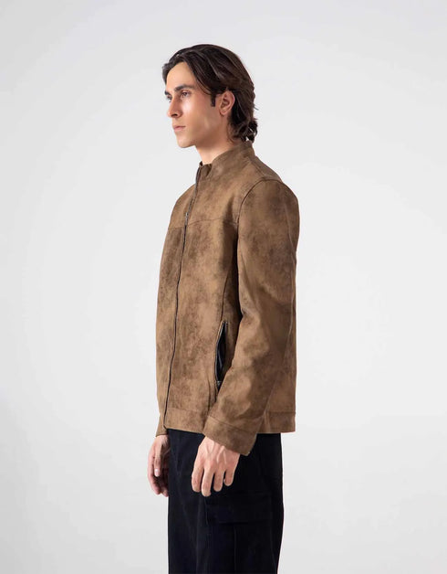 FAUX SUEDE BIKER JACKET